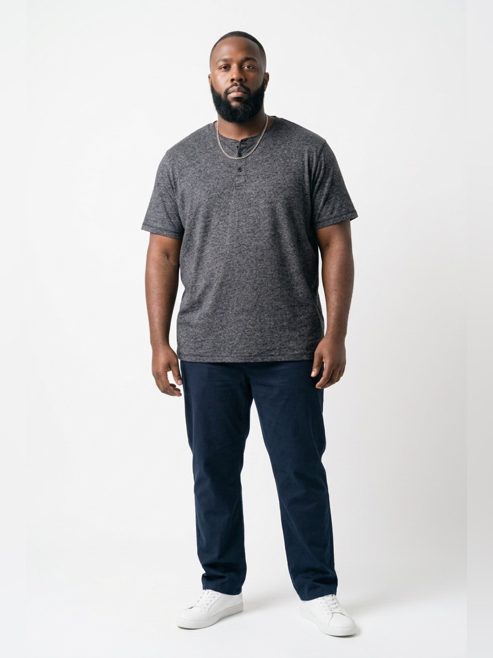 George Men’s Dark Heather Gray Henley Polo Shirt
